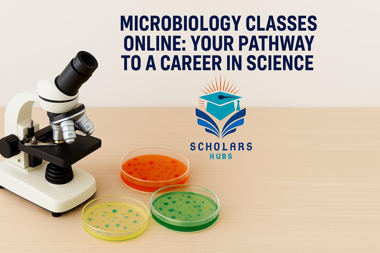 Microscope and petri dishes, symbolizing microbiology education